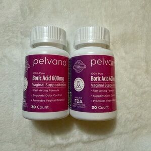 Lot of 2 Pink Boric Acid 600mg Vaginal Suppositories